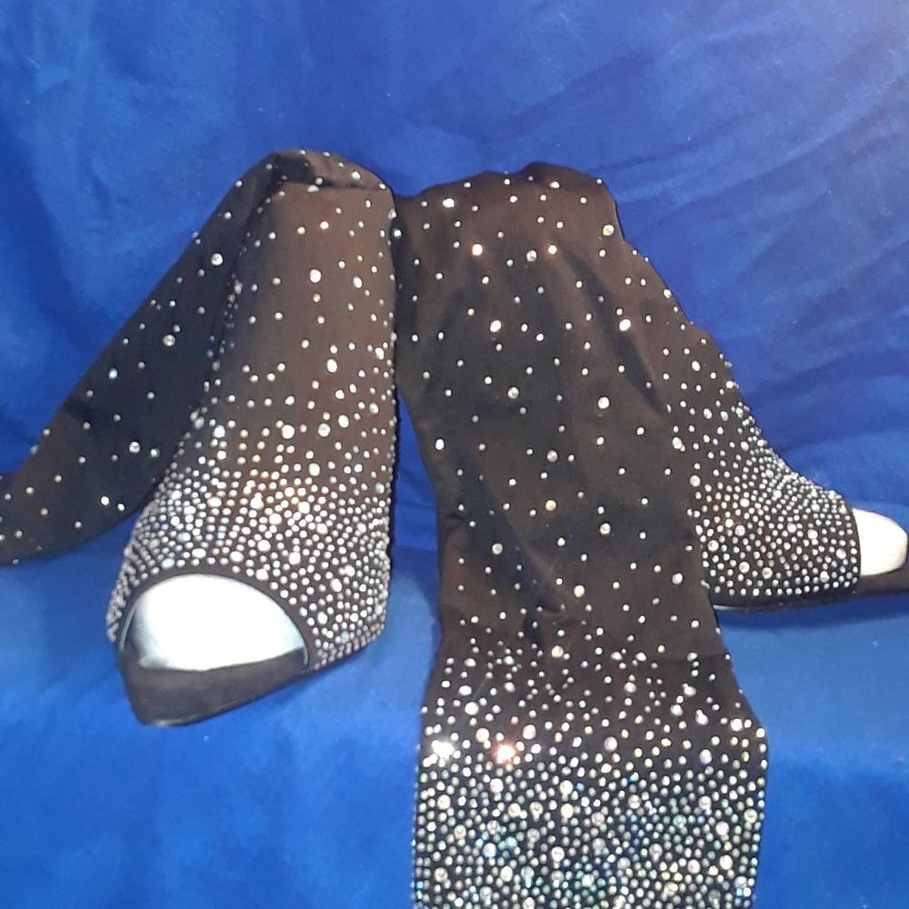 Daphne Thigh High Over The Knee Boots, Peep Toe Stiletto Heel, Fashi - Picture 6 of 6